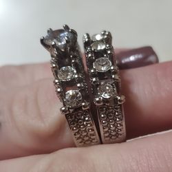 Womens Silver  2 Pc Ring