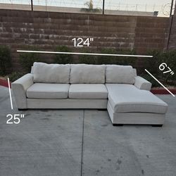 Sectional Sofa beige Living Spaces 124"x67" FREE DELIVERY