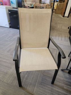 Patio Dining Chairs Set of 4, Outdoor Textilene Dining Chairs with High Back, Patio Furniture Chairs with Armrest, Brown Frame (Brown)