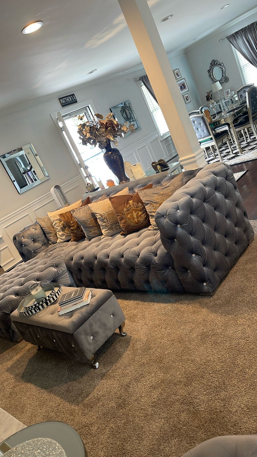 Full house of furniture must go carpets pictures, mirrors, furniture.