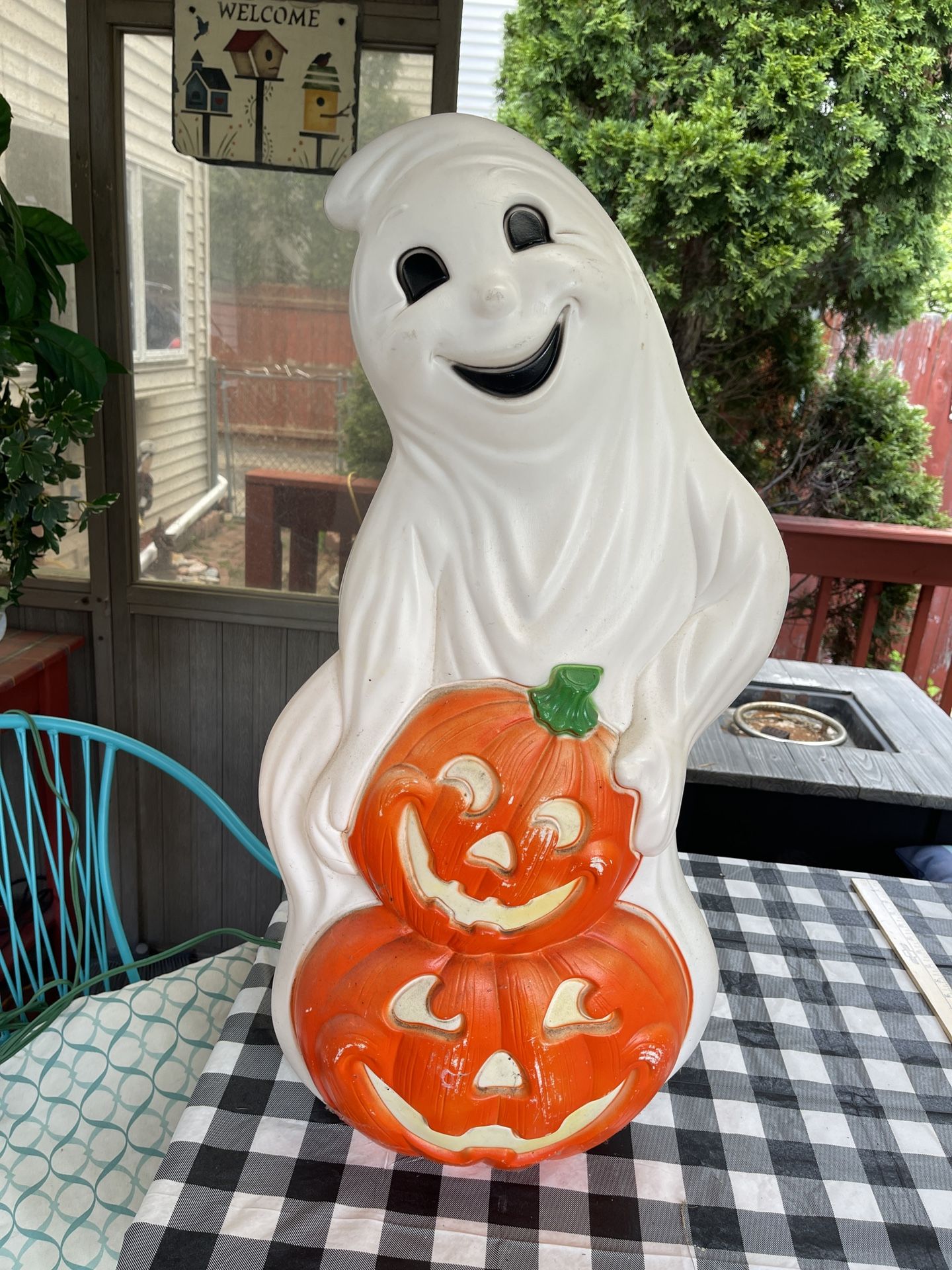 Halloween Blow Mold Ghost with Pumpkins