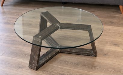 West Elm Ion Round Glass Coffee Table – Salt/Pepper Finish
