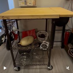 Butcher Block Prep Station on Wheels