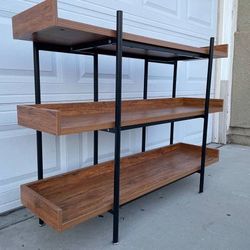 Wooden Storage Shelf Cabinet with Heavy Duty Metal Frame 