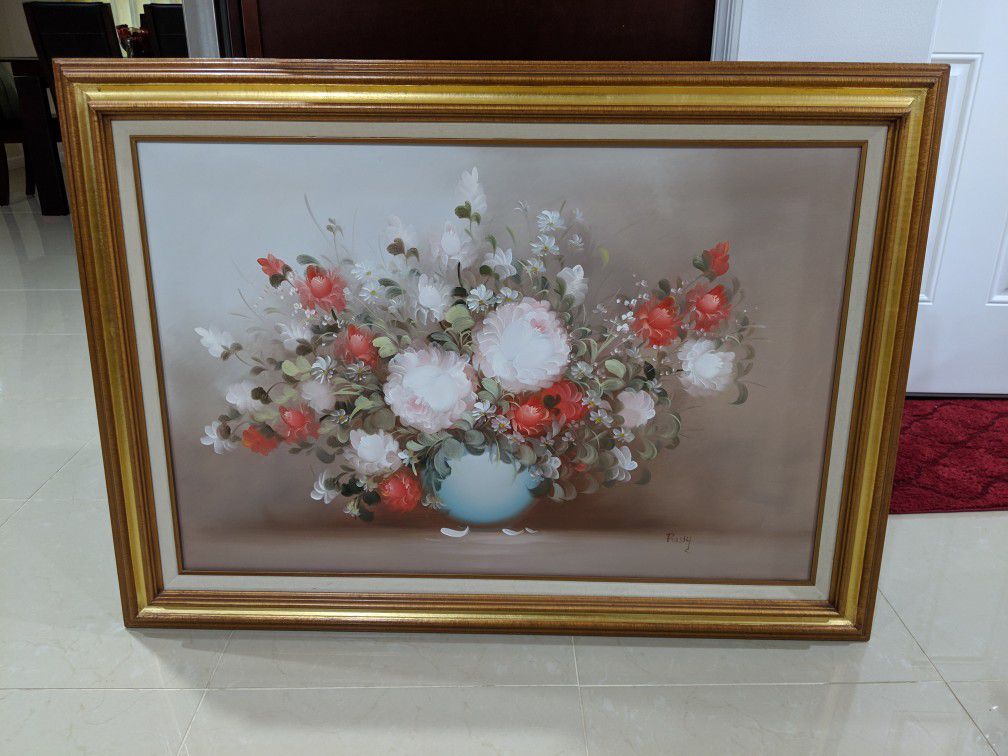 Large Oil Painting Floral Picture Frame 43"
