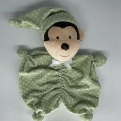 Garanimals Green Monkey Polka Dot Nightcap Security Blanket Plush Lovey 2010