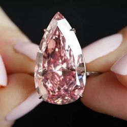 15mm Pink Pear Water Drop Rose Gold Ring - Size 6.5