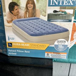 Intex Queen 18" Raised Pillow Rest Airbed Mattress