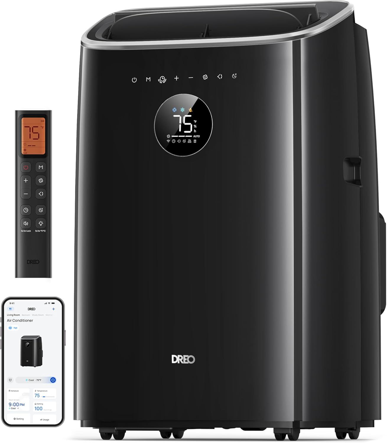 Dreo Portable Air Conditioners, 10,000 BTU Air Conditioner for Bedroom with Drainage-free Cooling, 45dB Quiet, APP/Voice/Remote, 24h Timer with Fan