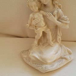 Madonna And Child Figurine- Goldscheider Bianchi Alabaster Statue