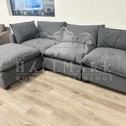 Charcoal Cloud Couch Sectional with Storage Ottoman - 🚚FREE DELIVERY