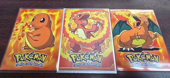 Pokémon Topps 1999 Movie edition Charmander E4 Charmeleon E5 Charizard E6,  first print