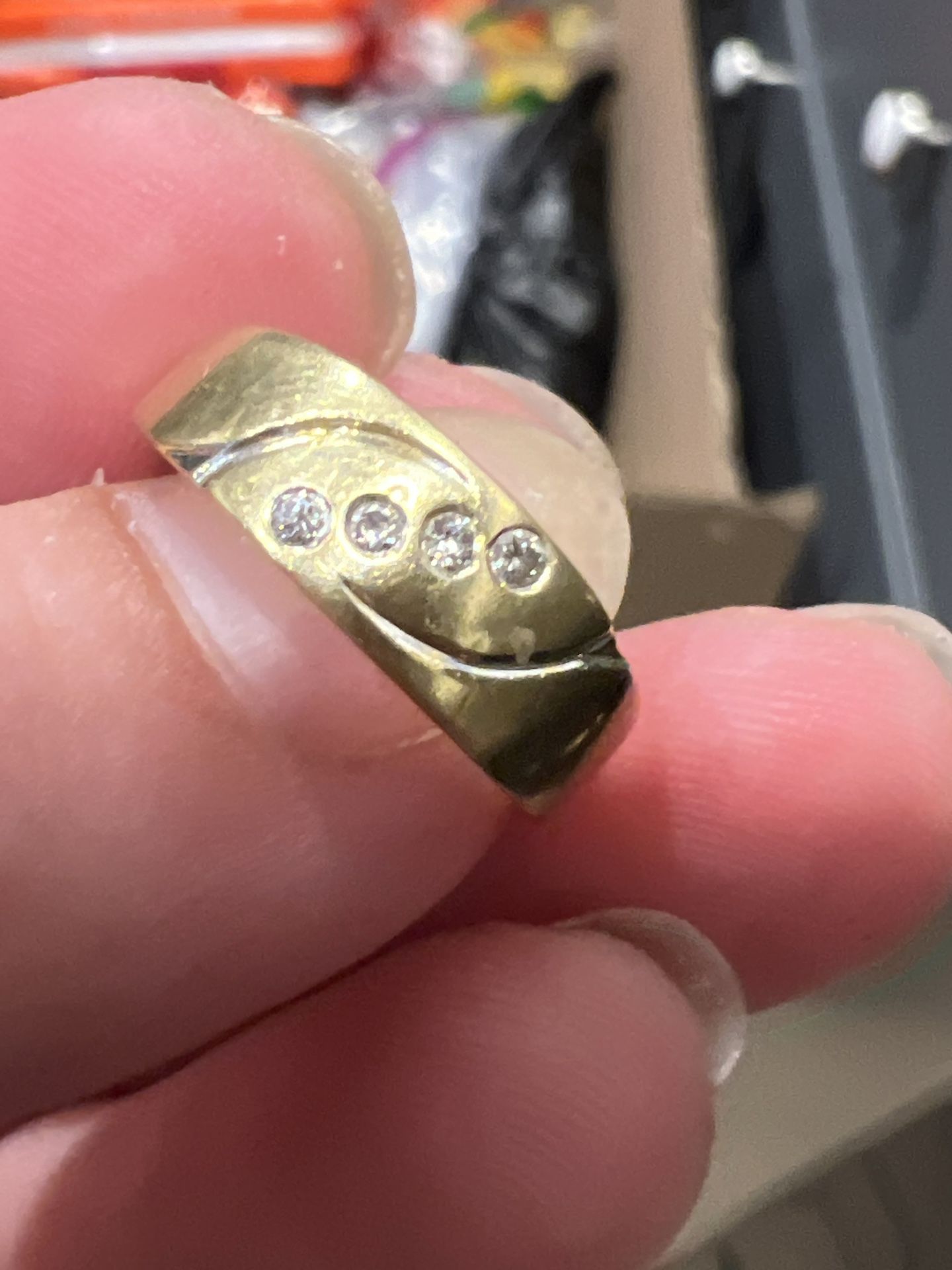 Antique Unisex Gold Band With Diamonds