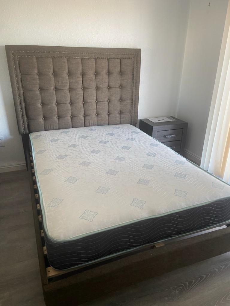 Queen size bed frame with mattress