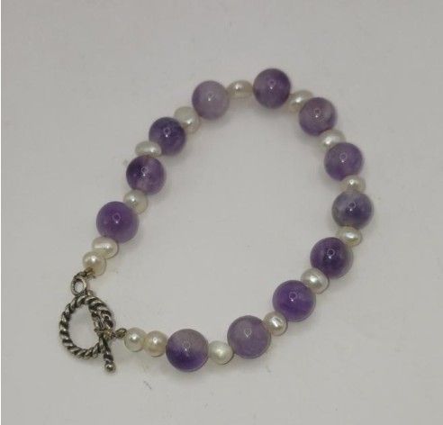 Vintage Pearl and Amethyst Bracelet