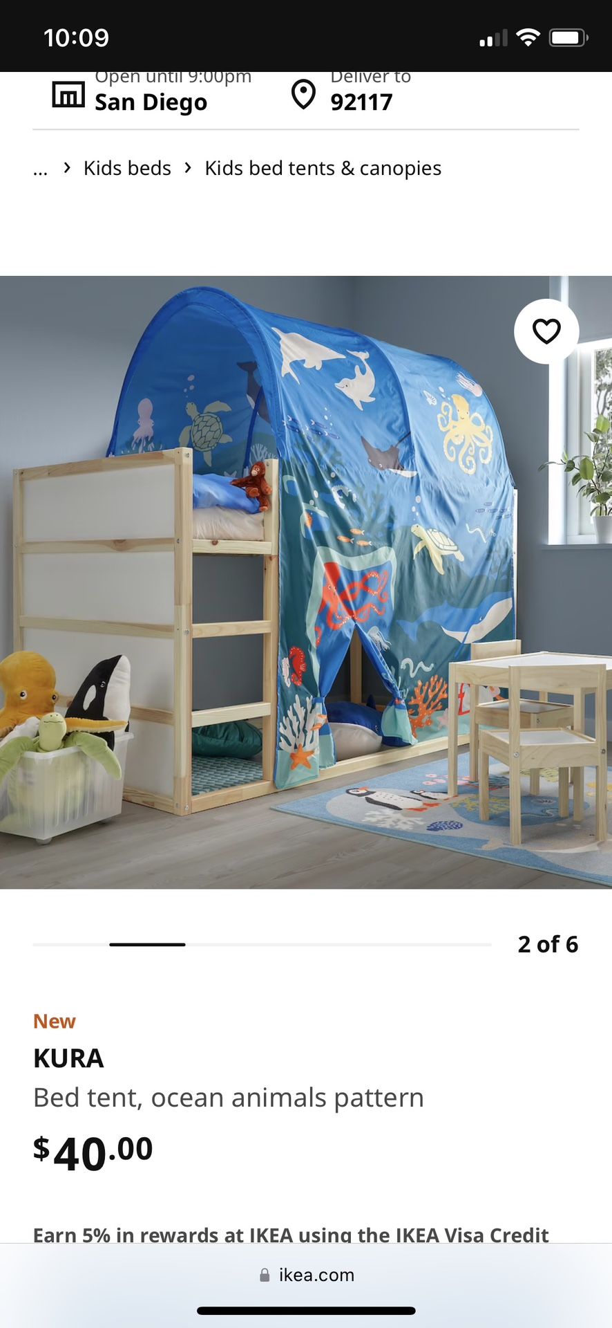 IKEA Kura Bed Tent Canopy Ocean Animals