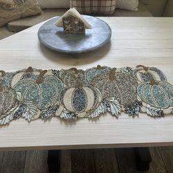Fall Themed Pumpkin Beaded Table Runner
