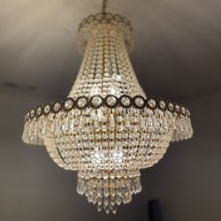 Classic Crystal Chandelier with Gold Finish – Tiered Empire Style Dining Room Light