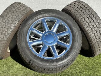 Replica 20" Chrome RST Chevy Silverado Wheels 6x5.5 Tahoe Rims GMC Sierra Yukon 255/60R20 Tires A/T