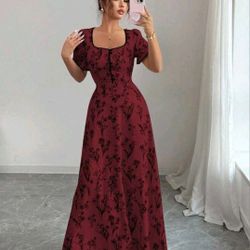 VINTAGE FLORAL PRINT MAXI DRESS 