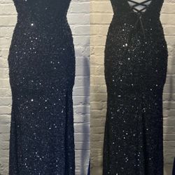 New With Tags Size Large Black Sequin Formal Dress & Prom Dress $199