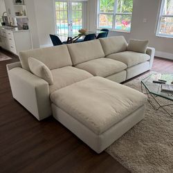 NEW Beige Linen Cloud Couch Sectional