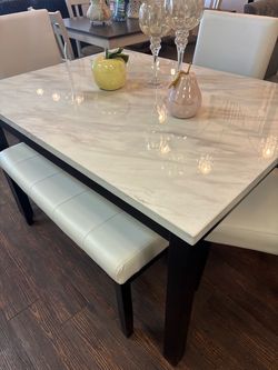 White dining table set
