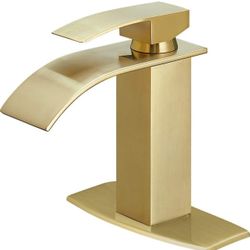 BESy Waterfall Spout Faucet Brushed Gold 