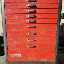 MechanicsTool Chest,  Box, Or Cart. Vintage Ward Power Kratft/Rem-Line rolling tool cabinet, manufactured by Waterloo Industries for Montgomery Ward. 