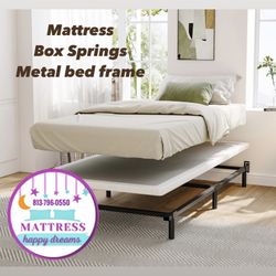 Twin Size Mattress 10 Inches With Box Springs And Metal Bed Frame High Quality Available All Size. Delivery Available