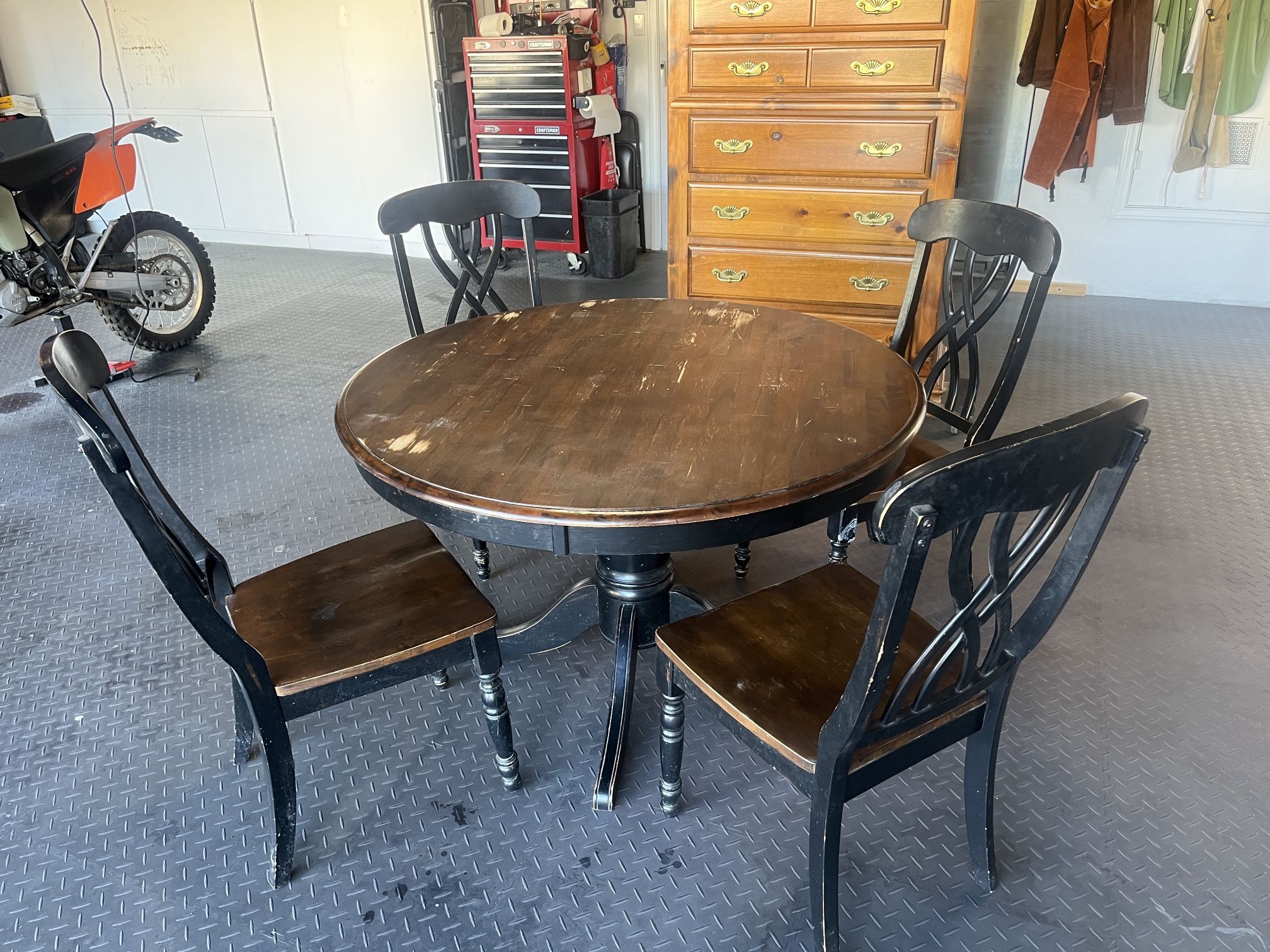 48” Diameter Dining Table With Four Chairs