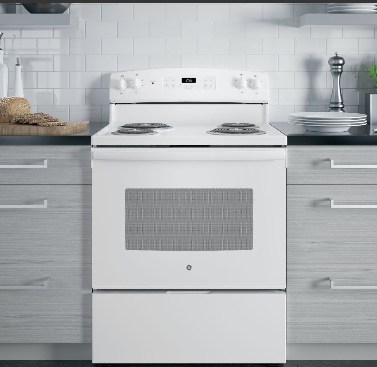 GE® ENERGY STAR® 30" Free-Standing Self-Clean Electric Stove Range Model #: JB256DMWW