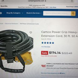 New Power Grip By Amco Generator Cord 50 Amp 30  Ft Long