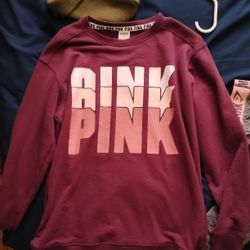 Pink Victoria's Secret Maroon Crew Neckxs