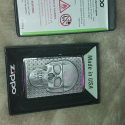 Brand New Never Used Factory Zippo Skull With Brains Lighter In Original Box