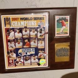 2007 World Series Red Sox Champion Black, With John Beckett Picture Card As Well As The World Championships Photo Of All Key Players.