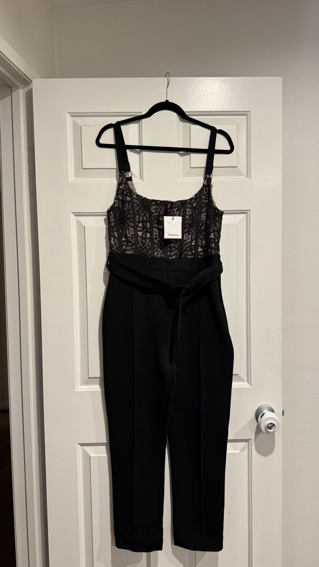 Misha Collection “Ariella” Lace Corset Jumpsuit – Size US 8 / AU 12 – Black