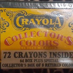 New 1991 Crayola Collector’s Colors Limited Edition Tin 72 Crayons 8 Retired 