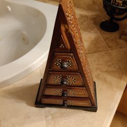 Beautiful Unique Imported Wood Jewelry Triangle Mini Dresser 19 Tall 