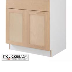 30 in. W x 24 in. D x 34.5 in. H Ready to Assemble Base Kitchen Cabinet in Unfinished with CLICKREADY Technology