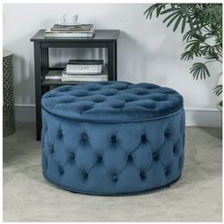 NEW - Adeco Tufted Storage Ottoman - Blue