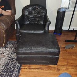 Black Leather Chair With Ottoman 