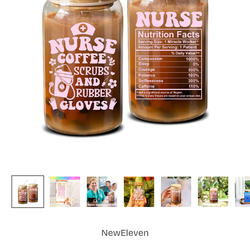 16 OZ nurse nutrition facts coffee glass - new in box