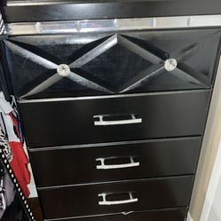 Ashley Dresser Black Tufted Crystals