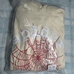 Sp5der Worldwide Hoodie ‘Cream/Tan’ Sz Small