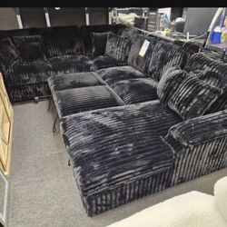 Brand New Elegant Super Plush Comfy Corduroy Pullout Sectional Set 