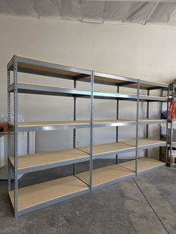 5 Tier Shelving 48 in W x 24 in D American Made Used Heavy Duty Steel Boltless Storage Racks Delivery Available