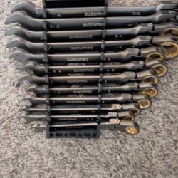12 Pce Flex Head Ratchet Wrenches 1/4-in To 7/8