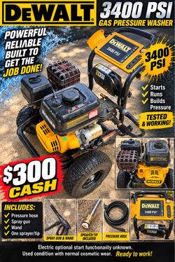 $300 DeWALT 3400 PSI Gas Pressure Washer with electric start