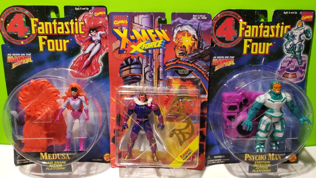 Marvel 1996 Fantastic Four + 1995 Xmen Action Figure Lot (You get all 3)
